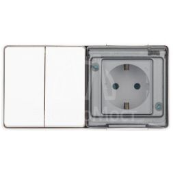 Блок розетка с выключателем Эксперт 11-7502-01 двойн. IP55 16A(10AX)-250В ОУ белый Эра Б0063270