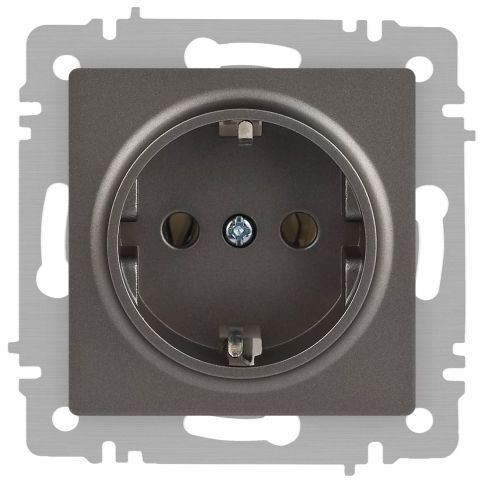 Розетка 1-м СП Accent 6-202-09 16А IP20 250В 2P+E Schuko титан Intro Б0063701