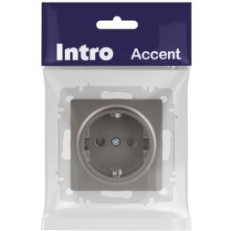 Розетка 1-м СП Accent 6-202-09 16А IP20 250В 2P+E Schuko титан Intro Б0063701