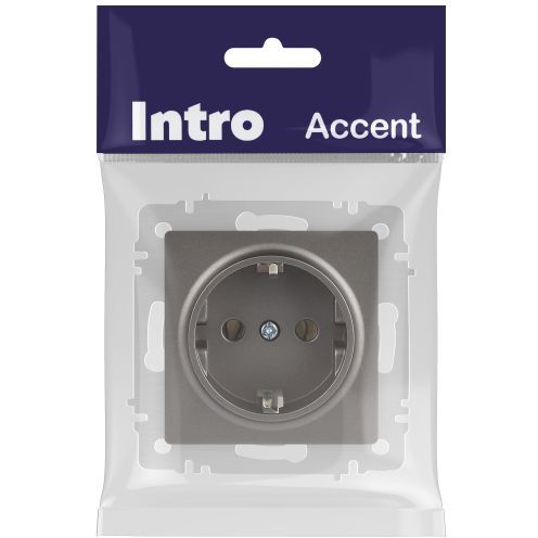Розетка 1-м СП Accent 6-202-09 16А IP20 250В 2P+E Schuko титан Intro Б0063701