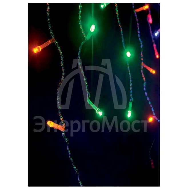 Гирлянда &amp;quot;Световая бахрома&amp;quot; 100LED 2х0.5м 8 режимов мигания IP20 мультиколор провод прозр. 1.5м Космос KOC_CUR100_RGB