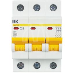 Выключатель автоматический модульный 3п C 25А 4.5кА ВА47-29 IEK MVA20-3-025-C