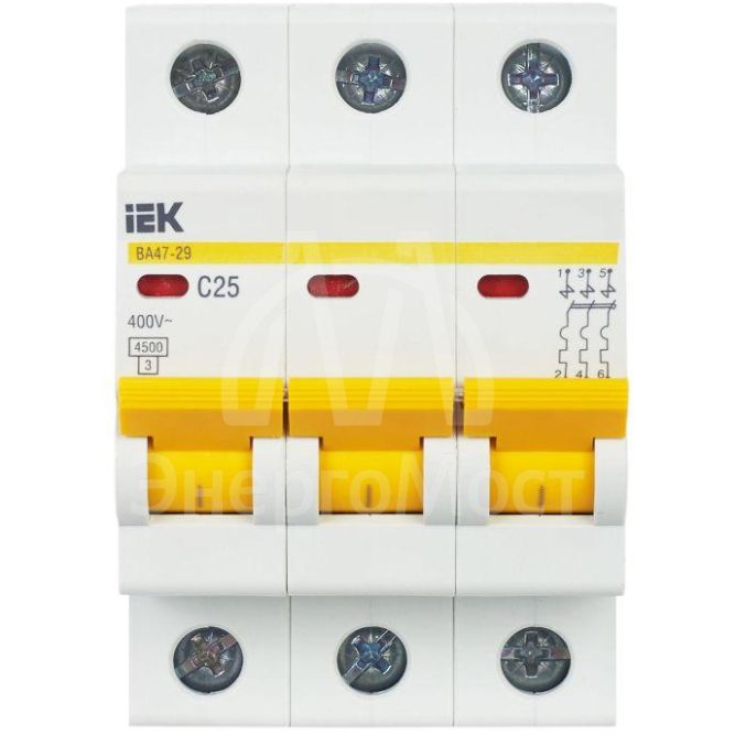 Выключатель автоматический модульный 3п C 25А 4.5кА ВА47-29 IEK MVA20-3-025-C
