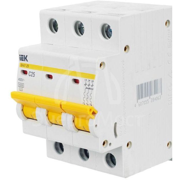 Выключатель автоматический модульный 3п C 25А 4.5кА ВА47-29 IEK MVA20-3-025-C