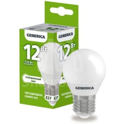 Лампа светодиодная G45 12Вт шар 4000К E27 230В GENERICA LL-G45-12-230-40-E27-G