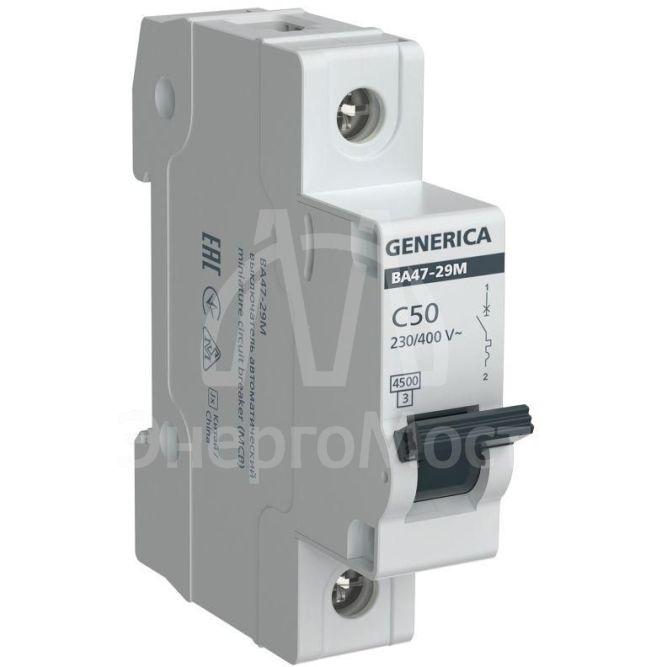 Выключатель автоматический модульный 1п C 50А 4.5кА ВА47-29М GENERICA MVA21-1-050-C-G