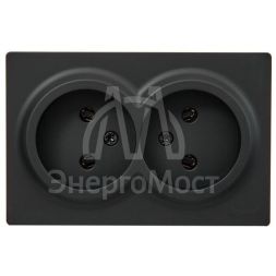 Розетка 2-мест. без заземл. LETO закрытый корпус ПБТ черн. бархат LEZARD 752-4200-128B