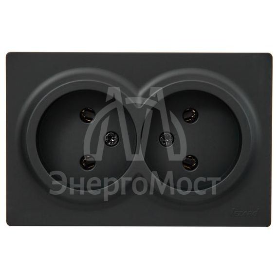 Розетка 2-мест. без заземл. LETO закрытый корпус ПБТ черн. бархат LEZARD 752-4200-128B
