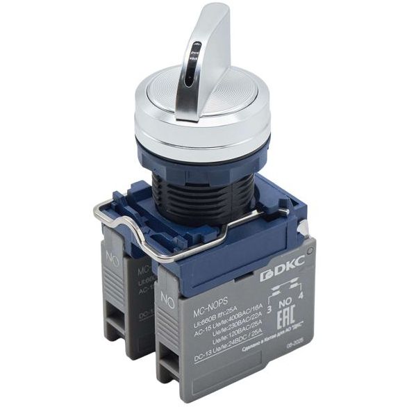 Головка переключателя на 2 положения с возвратом стандартная ручка алюм. черн. DKC M22S-M2A