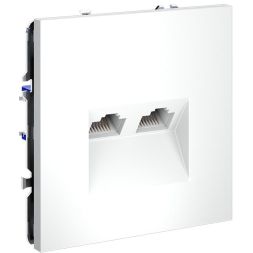 Розетка компьютерная 2-м СП S70 RJ45 + RJ45 кат.6 механизм бел. матов. Voltum VLS060202