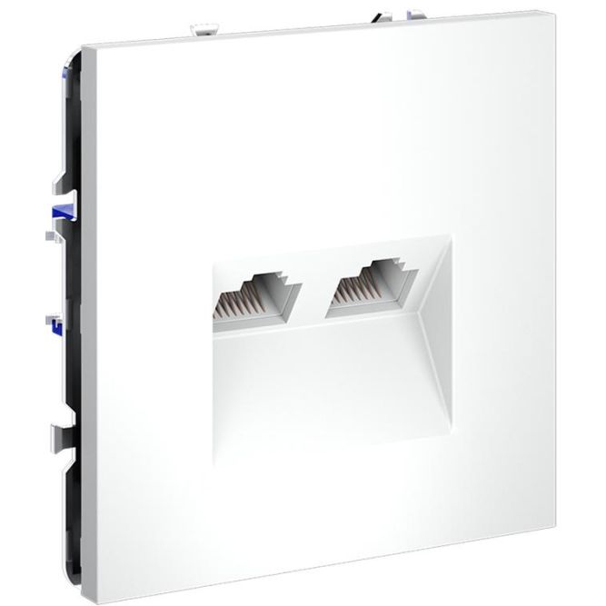 Розетка компьютерная 2-м СП S70 RJ45 + RJ45 кат.6 механизм бел. матов. Voltum VLS060202