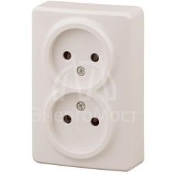 Розетка ОП 11-2202-02 2х2P 16АХ-250В Эксперт сл. кость ЭРА Б0020683