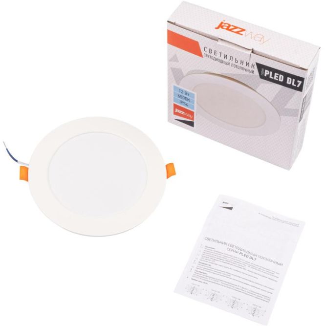 Светильник светодиодный PLED DL7 12Вт 6500К IP54 1020лм WH встраив. бел. Pro JazzWay 5069084