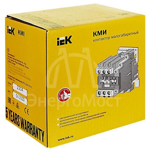 Контактор КМИ-48012 80А 230В/AC3 1HО;1H3 IEK KKM41-080-230-11
