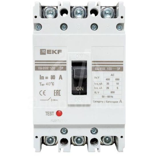 Выключатель автоматический 3п 100/80А 35кА ВА-99М PROxima EKF mccb99-100-80m