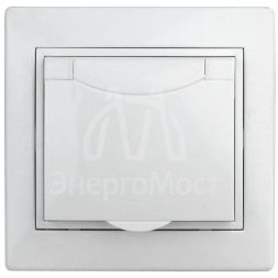 Розетка СП Plano 2P+E Schuko 1Э-207-01 16А-250В с защ. шторками с крышкой бел. Intro Б0038832