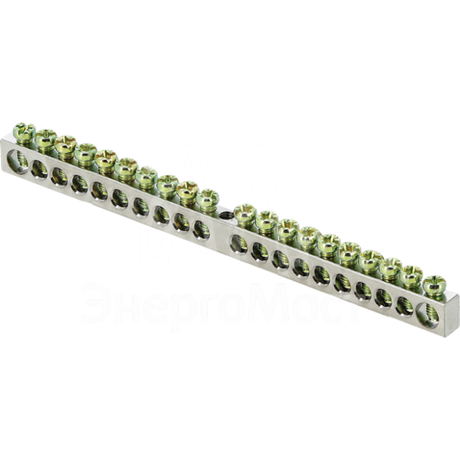 Шина PEN &amp;quot;ноль-земля&amp;quot; 6х9 20 отв. никель крепеж по центру PROxima EKF sn1-63-20