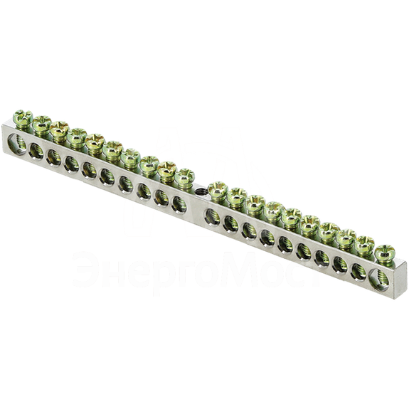 Шина PEN &amp;quot;ноль-земля&amp;quot; 6х9 20 отв. никель крепеж по центру PROxima EKF sn1-63-20