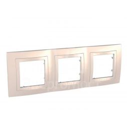 Рамка 3-м Unica с декор. накл. беж. SchE MGU2.006.25