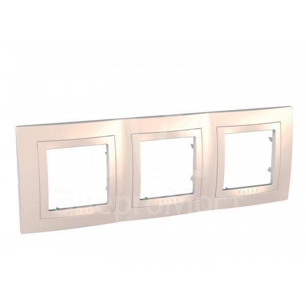 Рамка 3-м Unica с декор. накл. беж. SchE MGU2.006.25