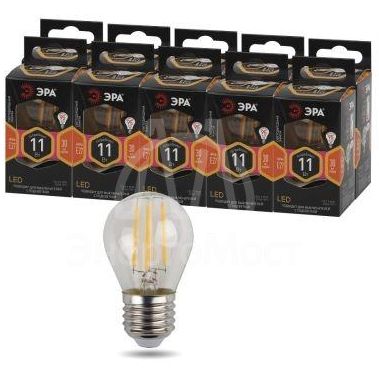 Лампа светодиодная филаментная F-LED P45-11w-827-E27 P45 11Вт шар E27 тепл. бел. ЭРА Б0047013