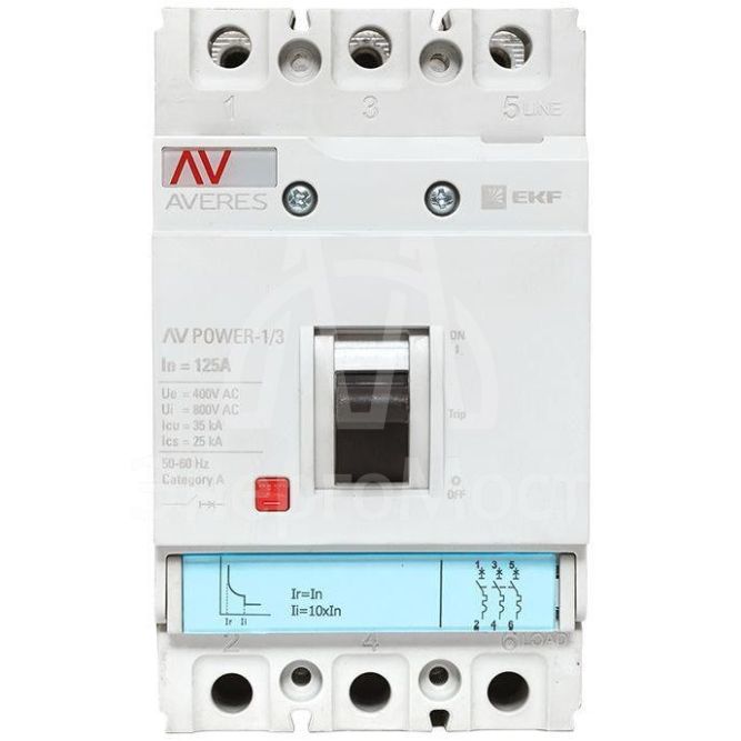 Выключатель автоматический 3п 125А 35кА AV POWER-1/3 TR AVERES EKF mccb-13-125-TR-av