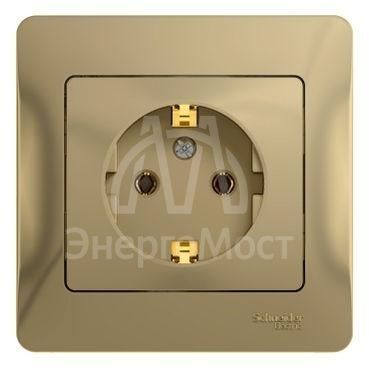 Розетка 1-м СП Glossa 16А с заземл. в сборе титан SchE GSL000442