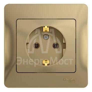 Розетка 1-м СП Glossa 16А с заземл. в сборе титан SchE GSL000442