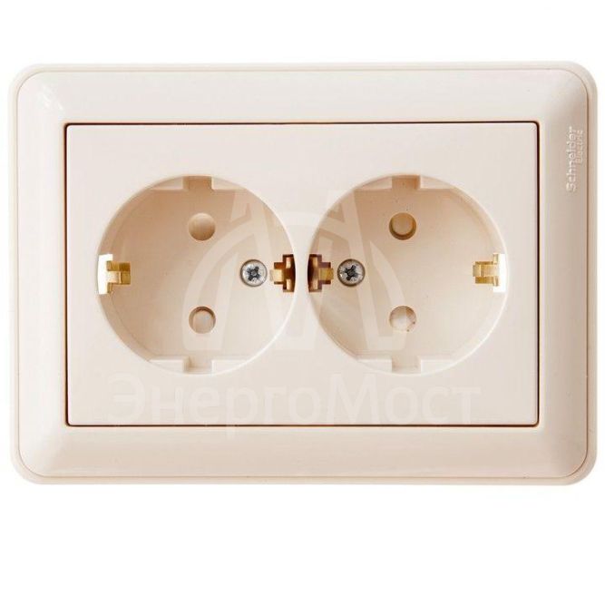 Розетка 2-м СП W59 защ. шторки с заземл. сл. кость SchE RS16-255-28 (РС16-255-28)