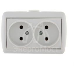 Розетка 2-м ОП Ната 16А IP20 без заземл. керам. бел. LEZARD 710-0200-128
