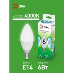 Лампа светодиодная GREEN LINE B35-6W-840-E14 GL 6Вт свеча 4000К яркий свет бел. E14 Эра Б0067109