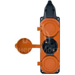 Колодка удлинителя 3-м с заземл. 16А IP44 каучук оранж. TOKOV TKE-C10-KK3-Z