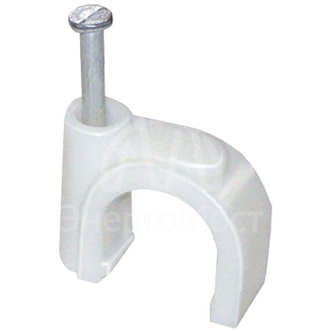 Скоба крепежная круглая с гвоздем d14мм пластик. (уп.100шт) IEK USK11-14-100