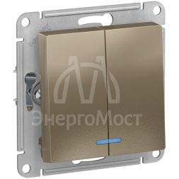 Механизм выключателя 2-кл. СП AtlasDesign 10А IP20 (сх. 5а) 10AX с подсветкой шампань SchE ATN000553