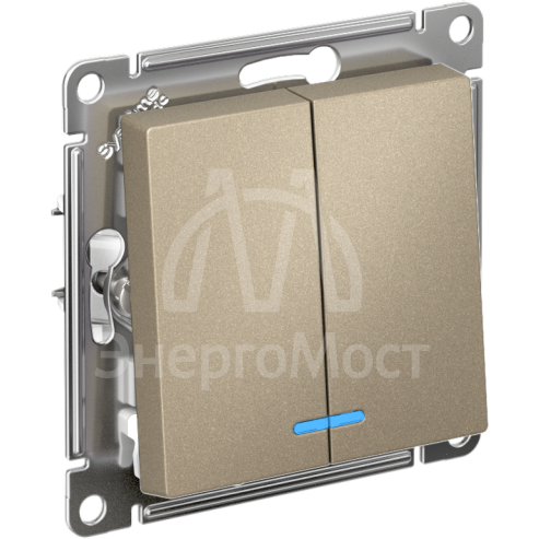 Механизм выключателя 2-кл. СП AtlasDesign 10А IP20 (сх. 5а) 10AX с подсветкой шампань SchE ATN000553