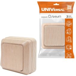 Выключатель 1-кл. ОП Олимп 10А IP20 сосна UNIVersal 5560797