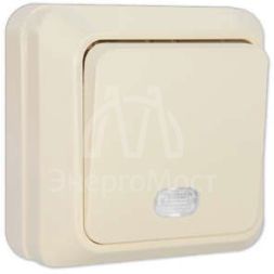 Выключатель 1-кл. ОП Олимп 10А IP20 с подсветкой сл. кость UNIVersal Б-О0121