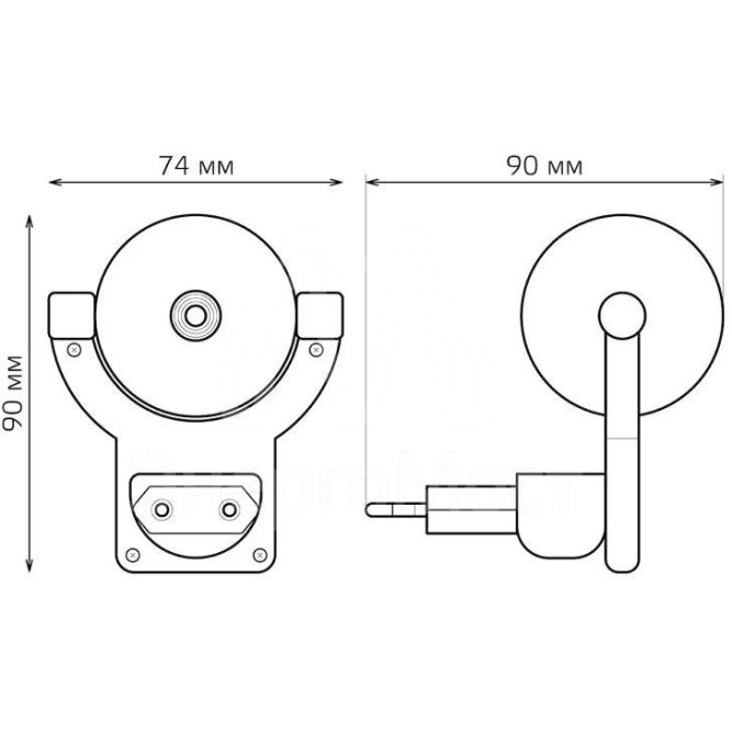 Светильник розеточный с фиксированной проекцией и датчиком освещ. 0.5Вт розо. 1/100 Gauss DIY0032