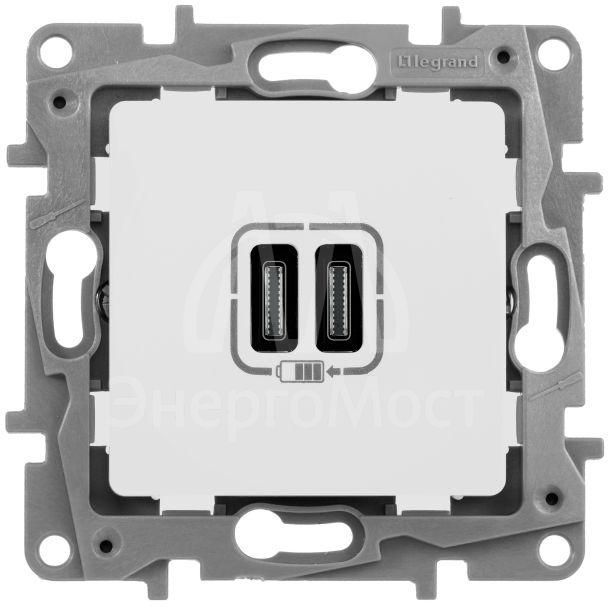 Устройство зарядное Etika с двумя USB-разъемами тип C-тип C 240В/5В 3000мА сл. кость Leg 672335