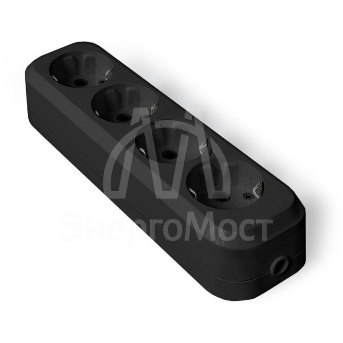 Колодка удлинителя 4-м с заземл. АБС-пластик черн. UNIVersal 1401