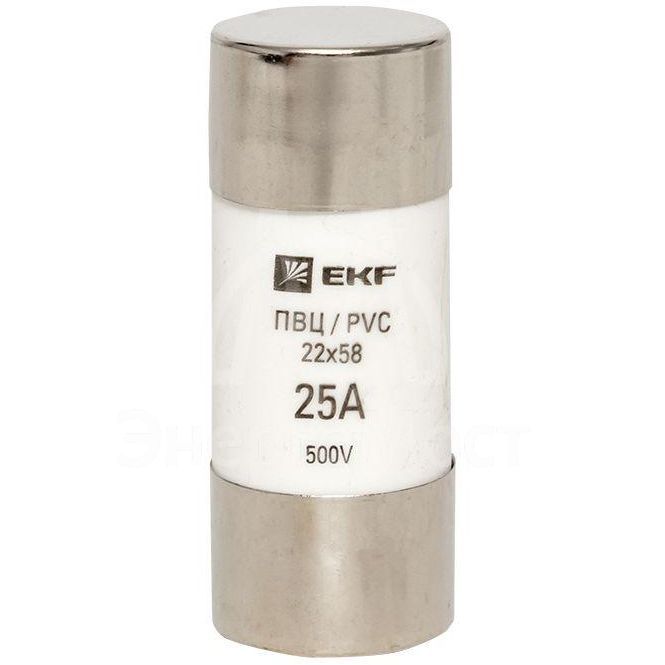 Вставка плавкая цилиндрическая ПВЦ 22х58 25А EKF pvc-22x58-25
