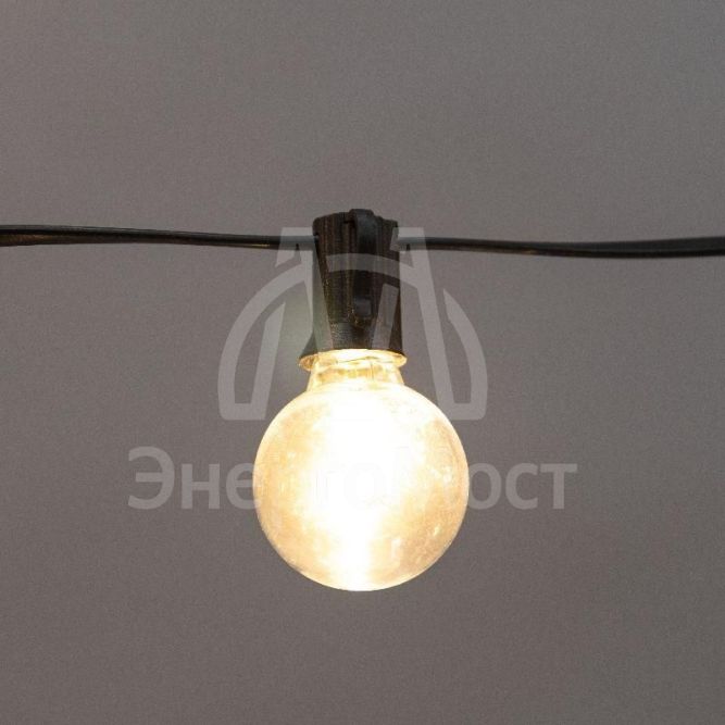 Гирлянда уличная &amp;quot;Лофт&amp;quot; 15м ПВХ 50 прозр. ламп теплый бел. влагостойкая IP44 черн. Neon-Night 331-359