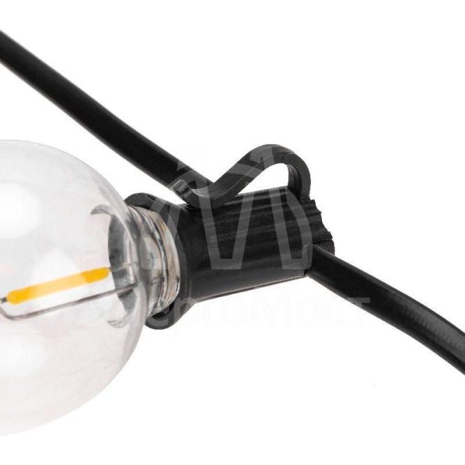 Гирлянда уличная &amp;quot;Лофт&amp;quot; 15м ПВХ 50 прозр. ламп теплый бел. влагостойкая IP44 черн. Neon-Night 331-359