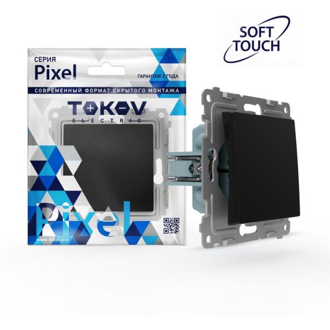 Переключатель 1-кл. СП Pixel IP44 механизм карбон TOKOV ELECTRIC TKE-PX-P1-C14-IP44