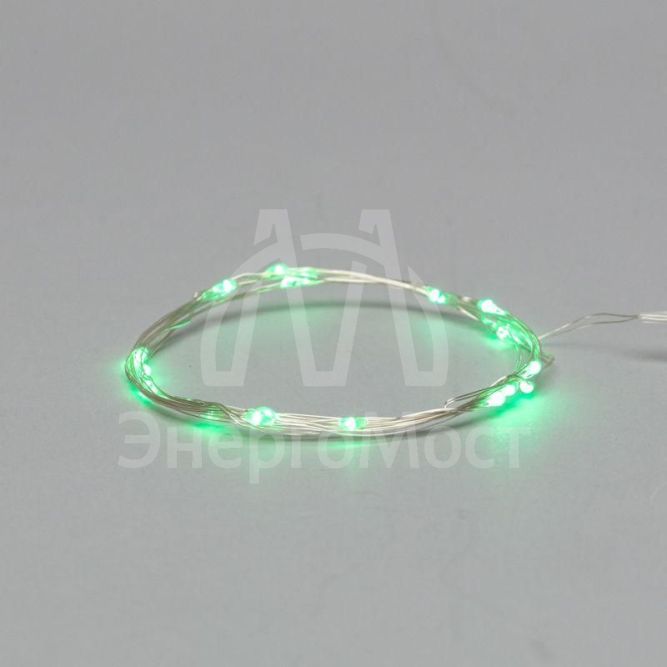 Гирлянда &amp;quot;Роса&amp;quot; (батарейки 3хААА в компл.) 2м 20LED зел. прозр. провод 2Вт 4.5В IP20 NEON-NIGHT 303-008