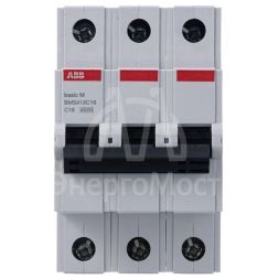 Выключатель автоматический модульный 3п C 16А 4.5кА Basic M BMS413C16 ABB 2CDS643041R0164