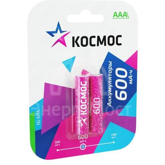 Аккумулятор R03 Ni-MH 600мА.ч (блист.2шт) Космос KOCR03NIMH(600MAH)