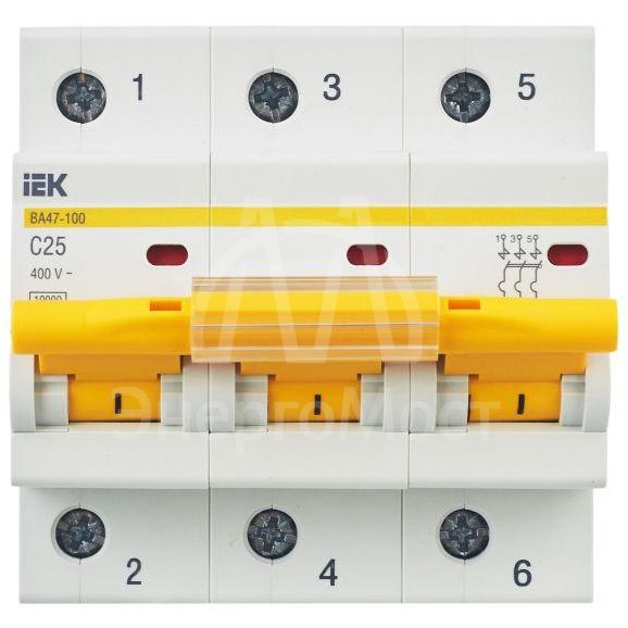 Выключатель автоматический модульный 3п C 25А 10кА ВА47-100 IEK MVA40-3-025-C