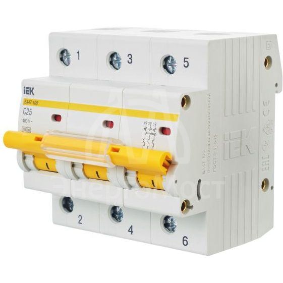 Выключатель автоматический модульный 3п C 25А 10кА ВА47-100 IEK MVA40-3-025-C