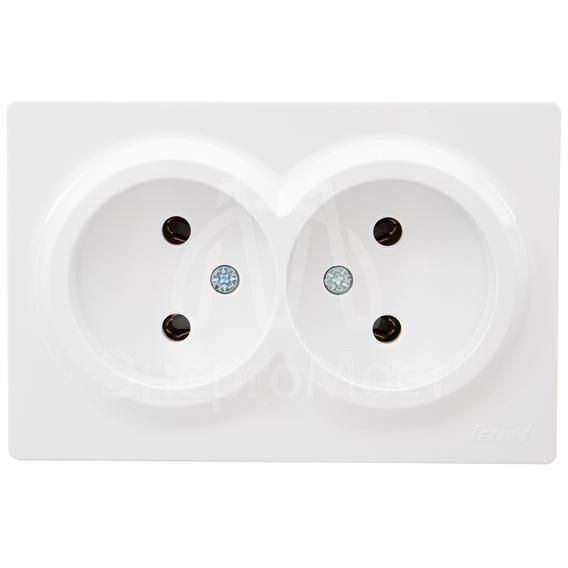 Розетка 2-мест. без заземл. LETO закрытый корпус ПБТ бел. LEZARD 752-0200-128B